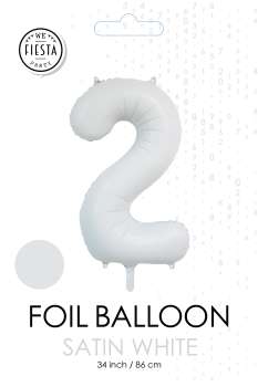 XXL Folienballon Zahl 2 Satin Weiß